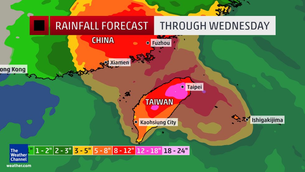 Rain forecast typhoon Dujuan China and Taiwan