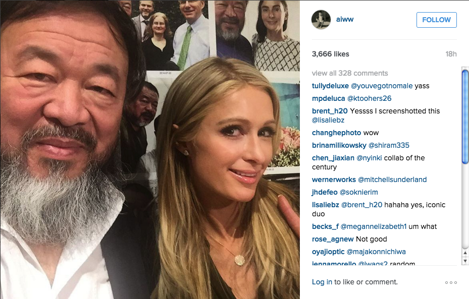 Ai Wei Wei and Paris Hilton selfie