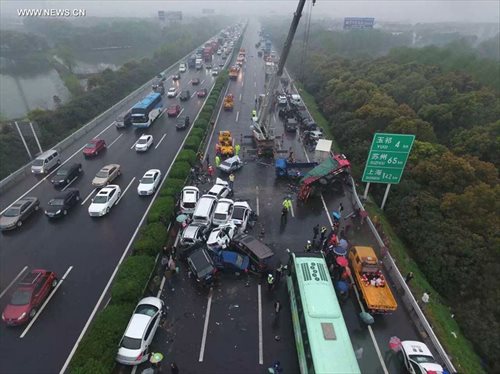 56-vehicle pileup near Changzhou in China's Jiangsu province