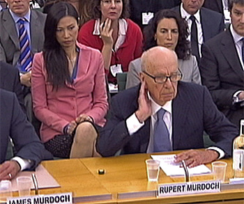 Wendi Deng and Rupert Murdoch at hacking trial in 2011