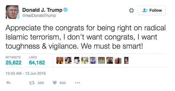 Donald Trump's terrible tweet on the Orlando Massacre