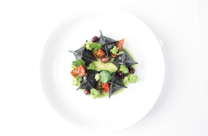 Home Cooking: Squid Ink Pansotti with Romanesco Cream