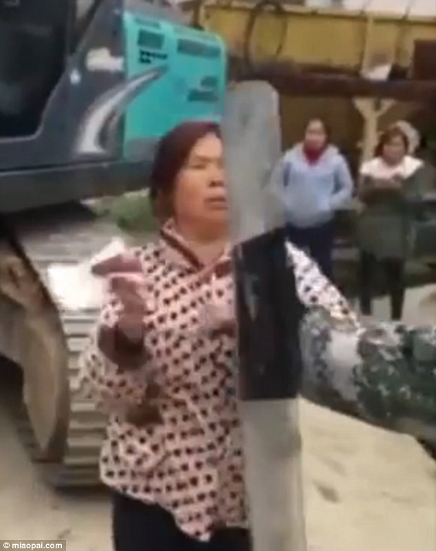 Woman fights bulldozers with blood sanitary pad
