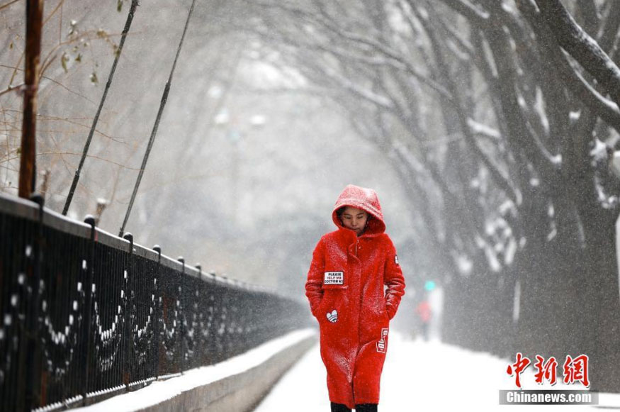 PHOTOS: Beijing Sees First Snow of the Season