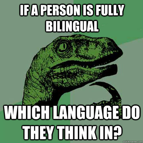 Bilingual Philosoraptor meme