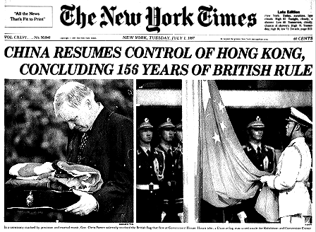 Image result for hong kong returned to china in 1997