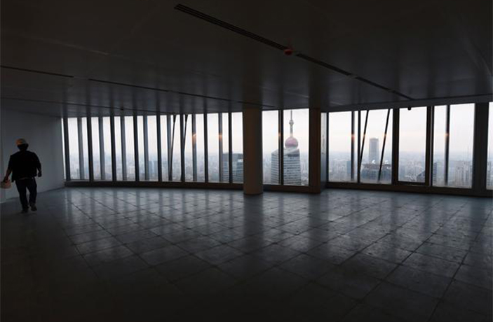 Whole floors still empty at Shanghai Tower.