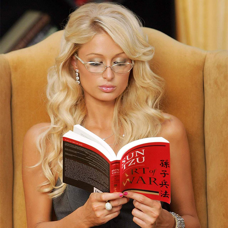 Paris Hilton Reading 'The Art of War' by Sun Tzu