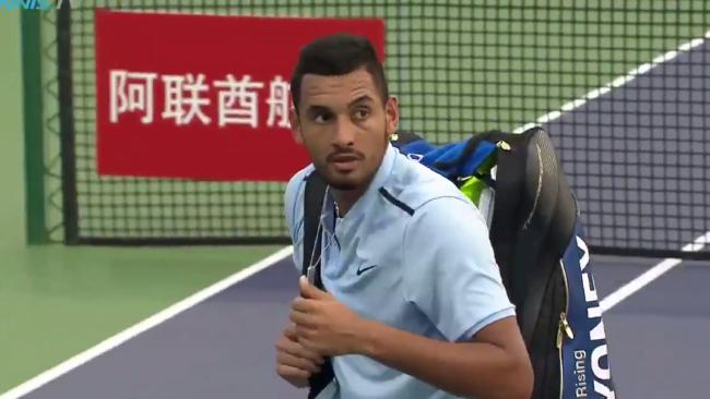 Nick Kyrgios leaves in the middle of a game at Shanghai Rolex Masters tennis