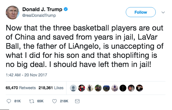 Donald Trump on UCLA basketball players