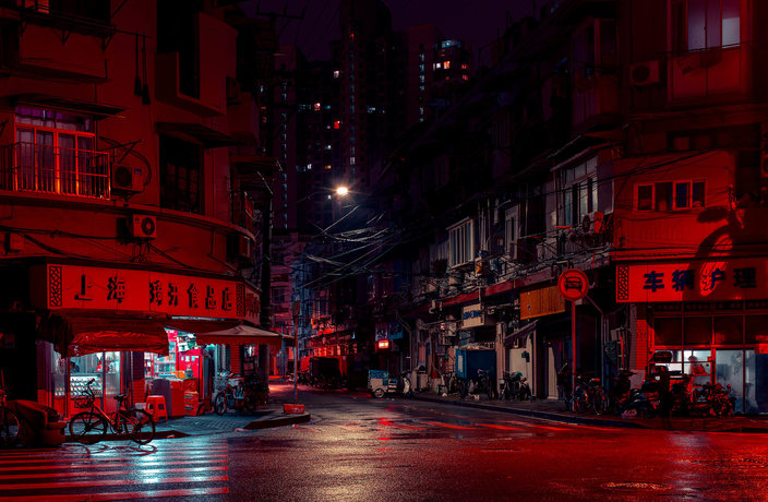 Stunning Red-Colored Images of Shanghai from Photographer Cody Ellingham