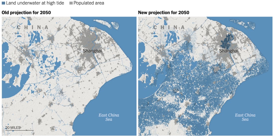 Shanghai and Guangzhou at Risk of Disappearing Under Rising Sea Levels