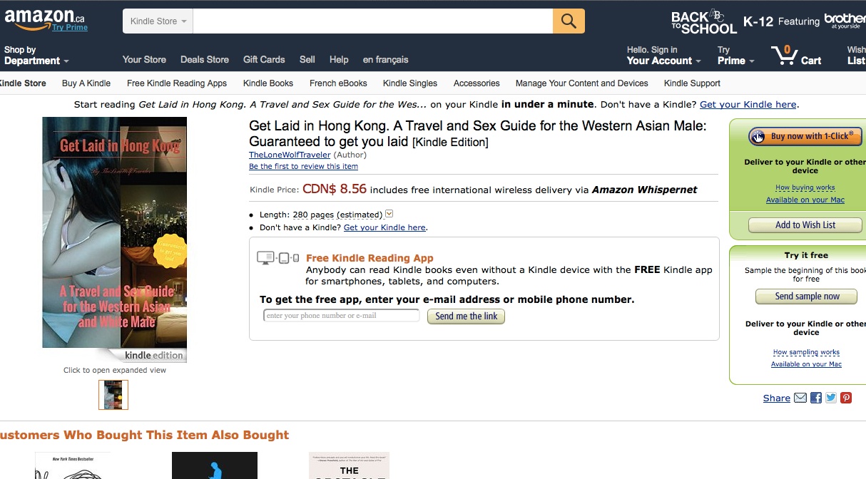 The Hong Kong sex guide was still on Amazon Canada at press time.