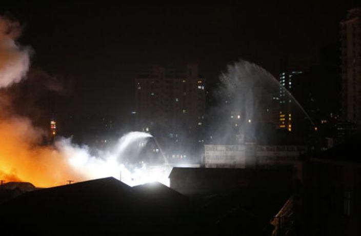Massive warehouse fire in Shanghai's Yangpu district, December 2, 2015