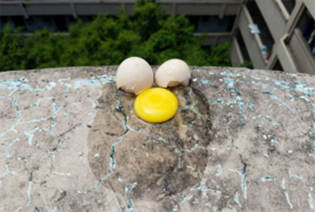 raw egg on the balcony