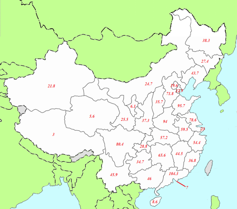 China's population, province by province