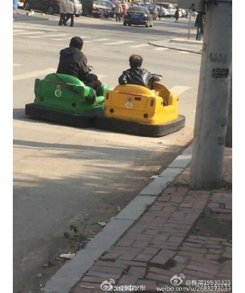 Drivers in Bumper Cars Spotted on the Streets in North China