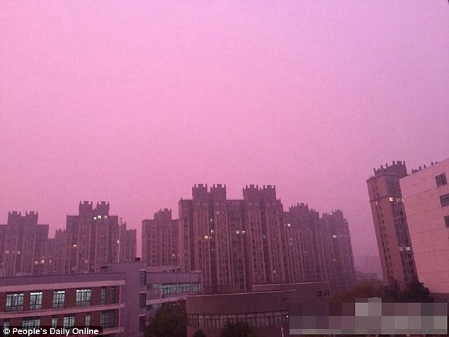 Mysterious Pink Sky Shadows Over Chinese City in Jiangxi Province