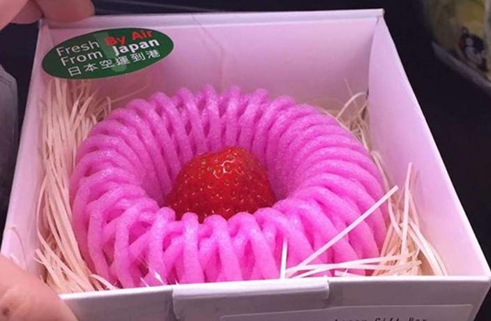HKers Mock Individually Packaged Strawberries Sold at Supermarket