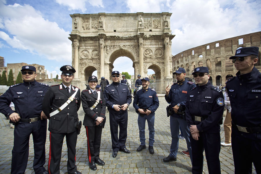 Chinese police officers in Rome