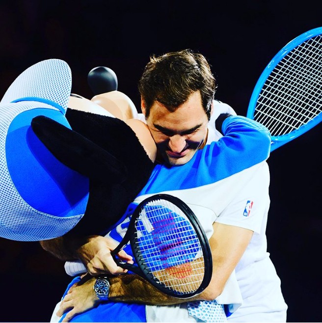 Federer with Mickey Mouse in Shanghai