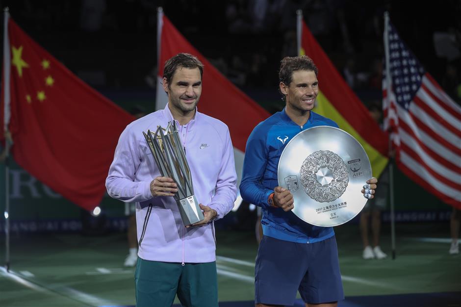 Federer and Nadal at the Shanghai Rolex Masters 2017