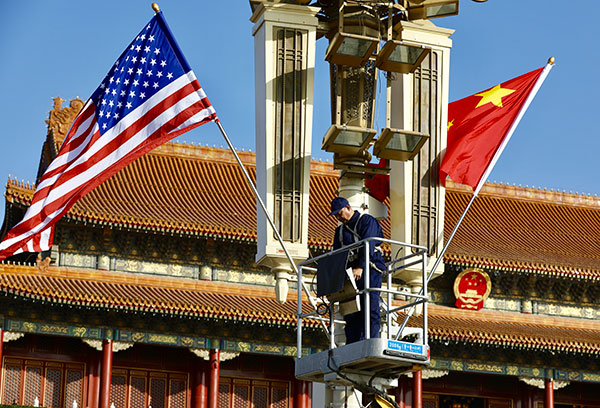 American Flag outside China's Forbidden City