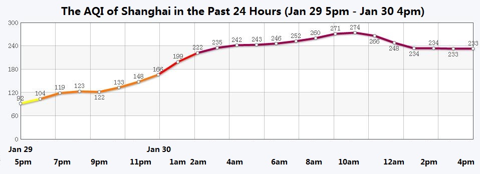 Shanghai Flanked by Heavy Pollution and Severe Cold Weather