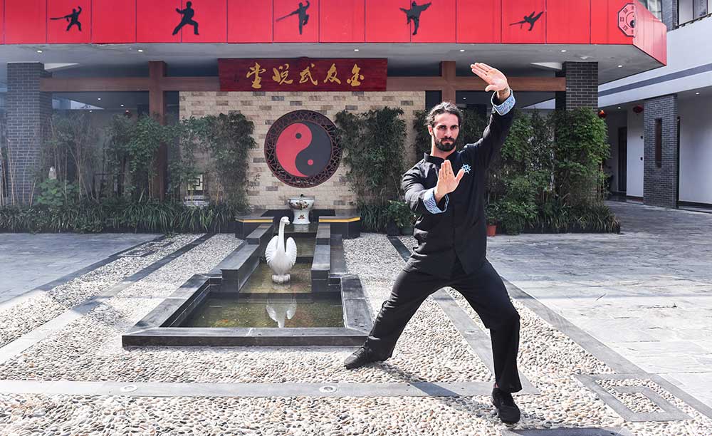 Seth Rollins doing tai chi during a recent China trip