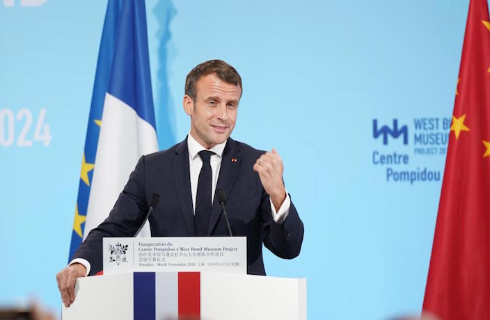 French President Macron Attends Opening of West Bund Art Museum