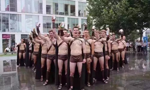 Foreign Spartan troops march through Beijing's Sanlitun