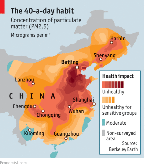 China's air pollution map