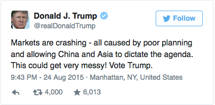 Donald Trump tweets about China