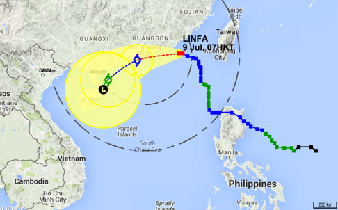 Tropical storm Linfa heads towards Hong Kong and Guangdong