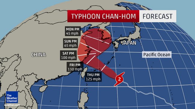 Typhoon Chan-hom forecast to hit East China