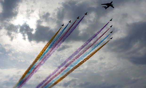 Chinese aircraft rehearse for September 3 Victory Day military parade