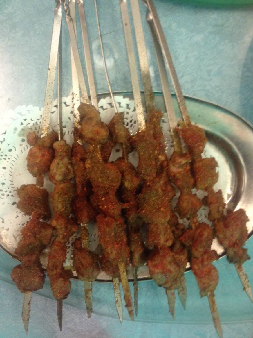 Meat skewers. 