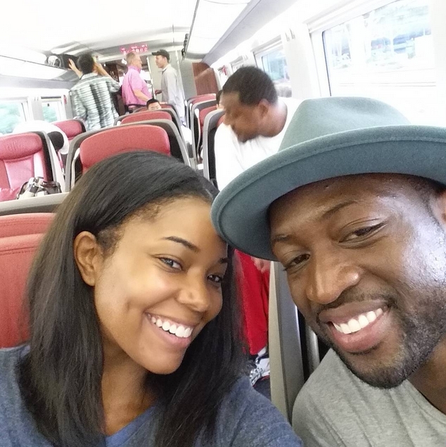 Dwayne Wade and Gabrielle Union on a Chinese train